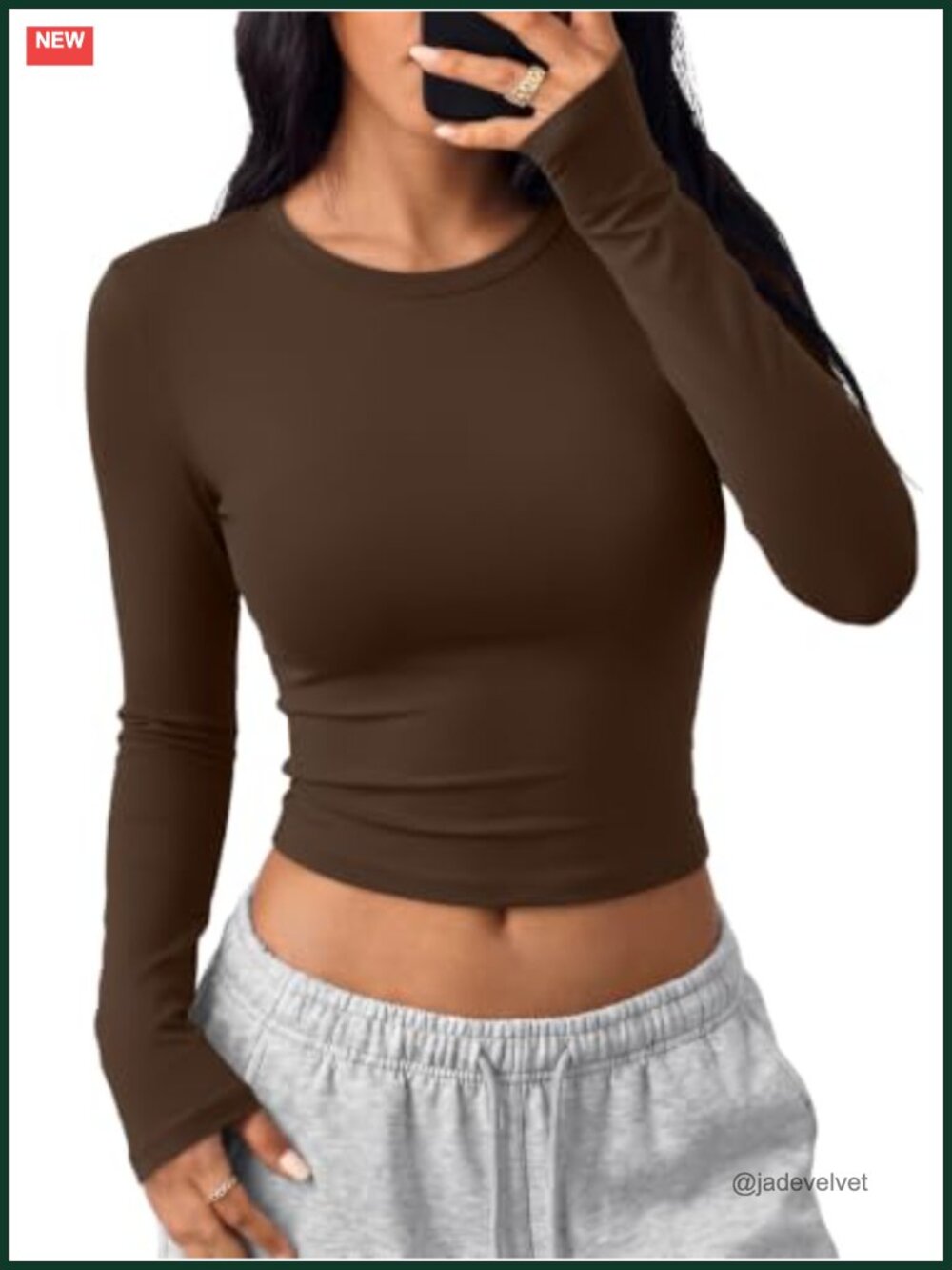 Womens Long Sleeve Crop Top Slim Fit Stretch Pullover Y2K Basic